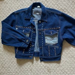 Customized Rhinestone Denim Jacket Size Medium